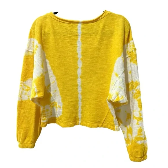 Stateside Anthropologie Tie Dye Sweatshirt Yellow White Lightweight SZ S EUC - Picture 4 of 7